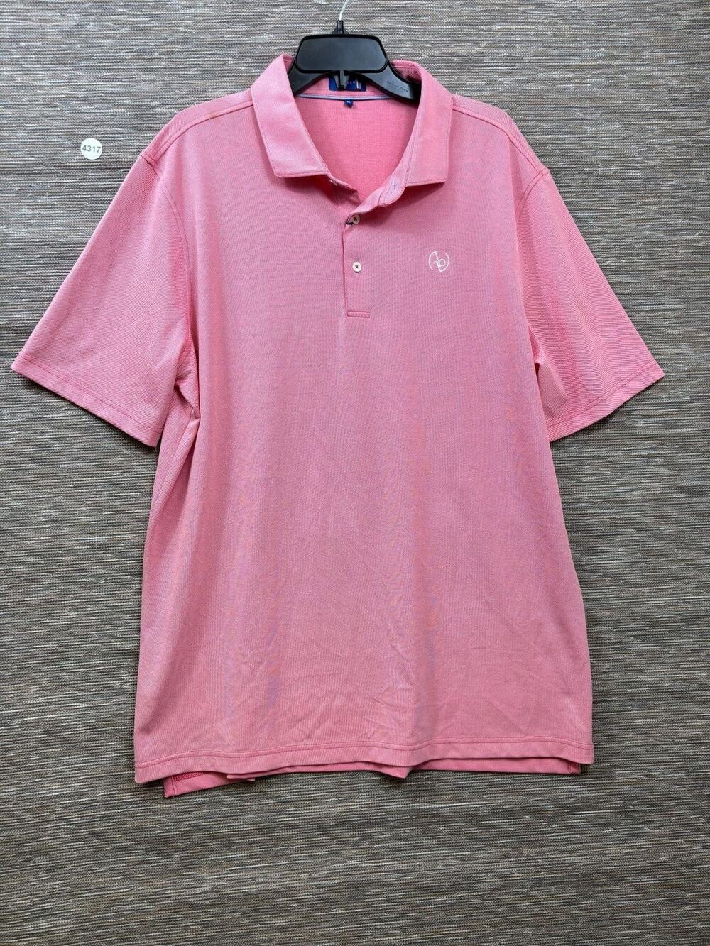 Stitch Golf Polo Shirt Mens XL Pink Solid Performance Golf Stretch Knit